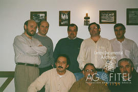 Retrato de Manuel Fernández López, secretario general de UGT-Metal junto a otros miembros de la f...