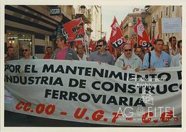 Manifestación en Valencia contra el expediente de regulación de empleo presentado por GEC Alsthom