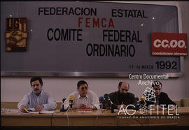 Rueda de prensa conjunta de FEMCA-UGT y FECOMA CCOO para la convocatoria de huelga