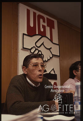 Manuel Garnacho Villarrubia, en rueda de prensa de la ejecutiva de FEMCA-UGT sobre la posible convocatoria de huelga general el 15 M pro convenio general.