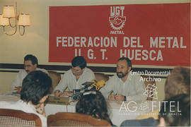 Rueda de prensa en la Federación de UGT-Metal Huesca