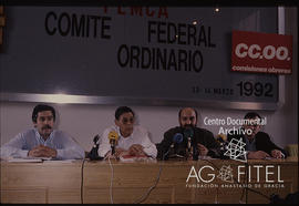 Rueda de prensa conjunta de FEMCA-UGT y FICOMA CCOO para la convocatoria de huelga