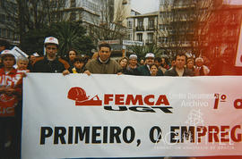 Manifestación del 1º de Mayo de 1996 en A Coruña de FEMCA-UGT bajo el lema “ Primeiro, o emprego e a seguridade”