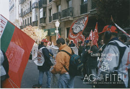 Concentración de protesta por la situación de Endesa frente a la sede de la Comisión Nacional de la Energía en Madrid