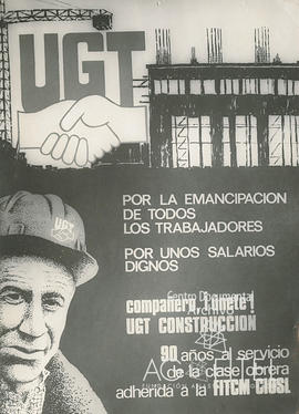 Cartel: Por la emancipación de todos los trabajadores. Por unos salarios dignos.