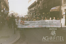 Concentración en la Puerta del Sol de Madrid de la Asociación de Prejubilados, Jubilados y Pensionistas del Metal, Construcción y Afines