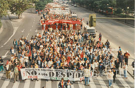 Manifestación de trabajadores de Alcatel en protesta por los planes de despido de 1338 trabajadores