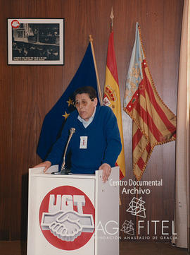 Manuel Garnacho durante un discurso