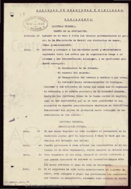 Reglamento de la Sociedad de Ebanistas y Similares de Madrid y normativa de uso de la biblioteca de la Sociedad
