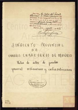 Libro de Actas de las Juntas Generales del Sindicato Provincial de Obreros Carroceros de Madrid